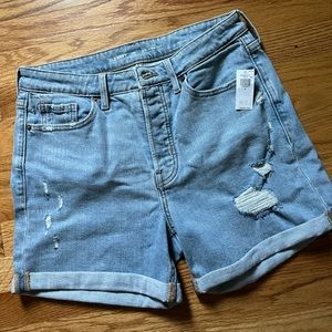 High-Waisted Button-Fly
O.G. Straight Ripped Jean Shorts -- 5-inch inseam